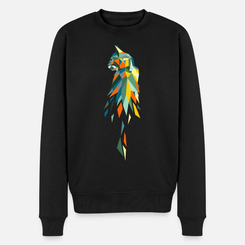 katze bunt retro polygon - Männer Premium Bio Pullover - Schwarz