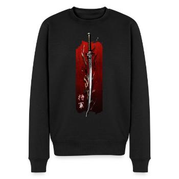 Shoguns Klinge: Die Eleganz des Katanas - Männer Premium Bio Pullover - Schwarz - Vorne - Nico (187cm)