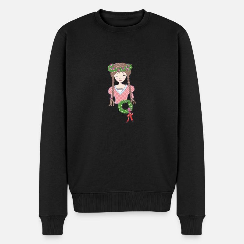 Mittelalter Blumenmädchen braun - Männer Premium Bio Pullover - Schwarz
