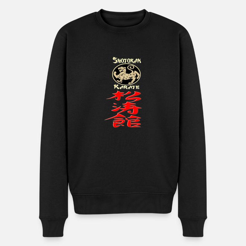 Karate Shotokan Tiger Logo Kanji Calligraphy - Männer Premium Bio Pullover - Schwarz