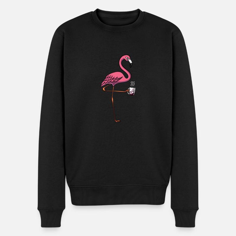 Flamingo Bird Coffee Lover - Pull Premium bio Homme - noir