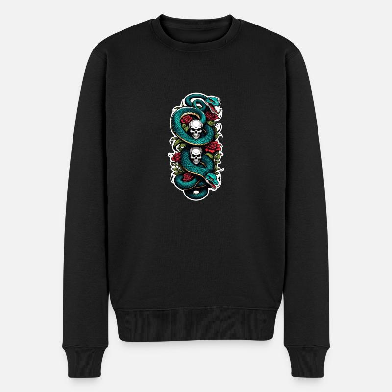 serpent squelette et tatouage - Pull Premium bio Homme - noir