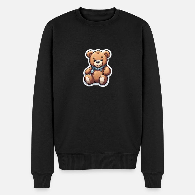 Kuscheliger Teddy mit Halstuch - Männer Premium Bio Pullover - Schwarz