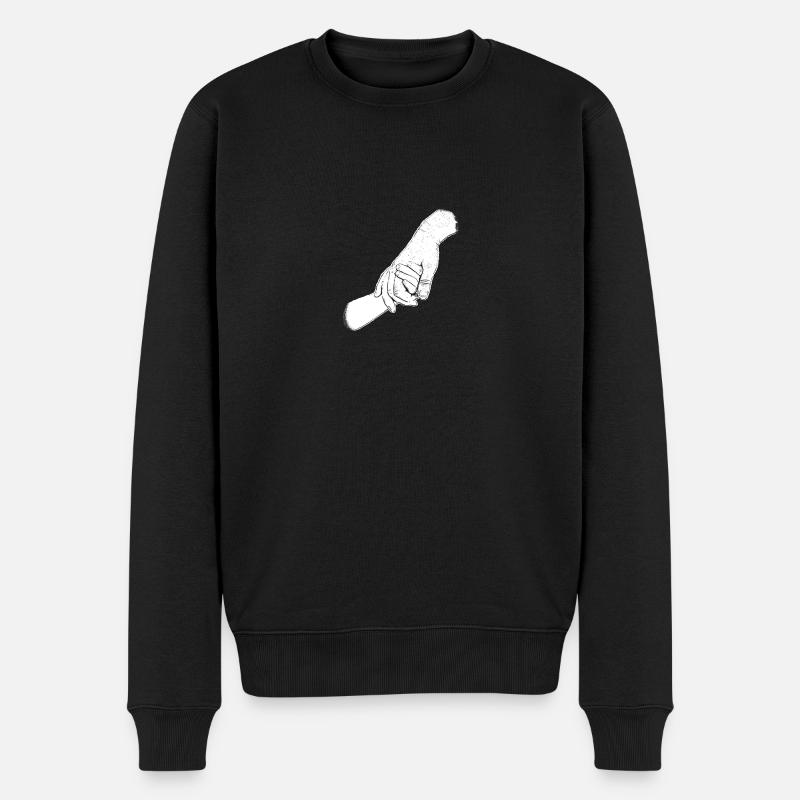 Papa Kind halten Hände - Männer Premium Bio Pullover - Schwarz