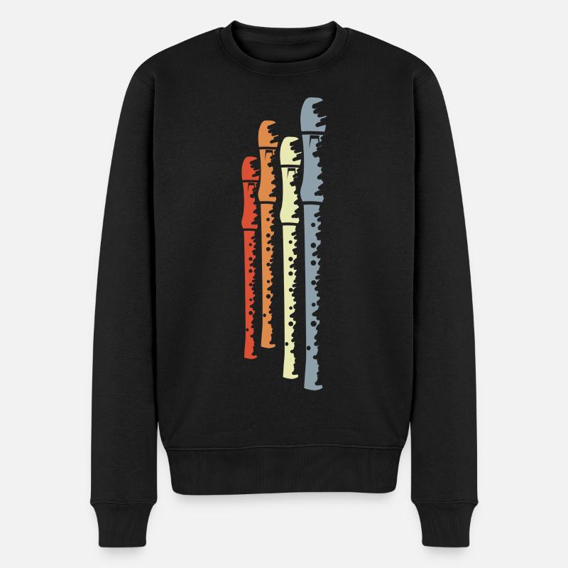 Retro Flöten - Männer Premium Bio Pullover - Schwarz