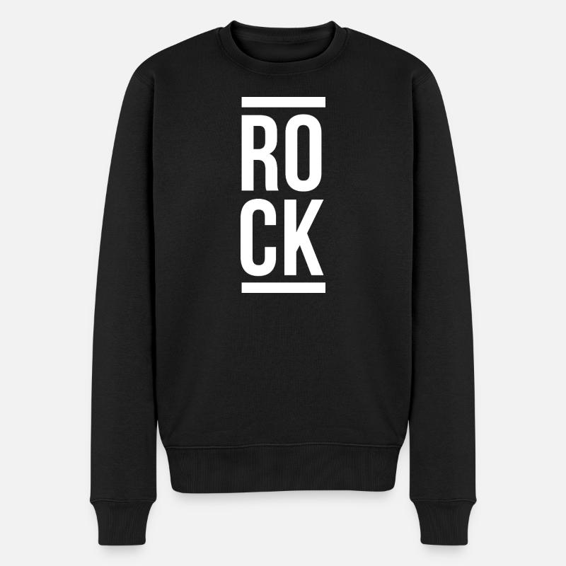 Rock Bold Vertikale Typografie - Männer Premium Bio Pullover - Schwarz