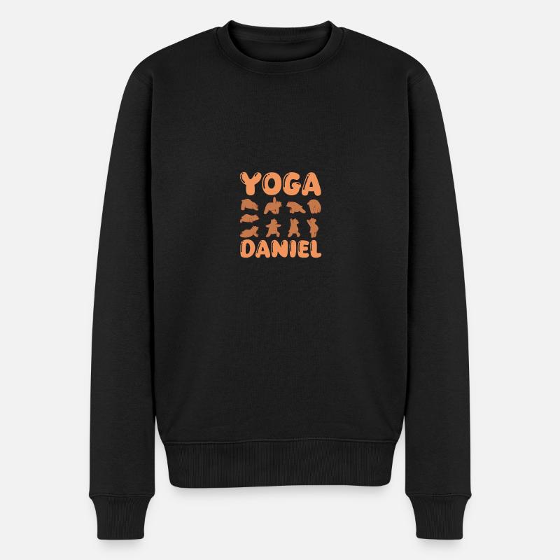 Katze Yoga Daniel - Männer Premium Bio Pullover - Schwarz
