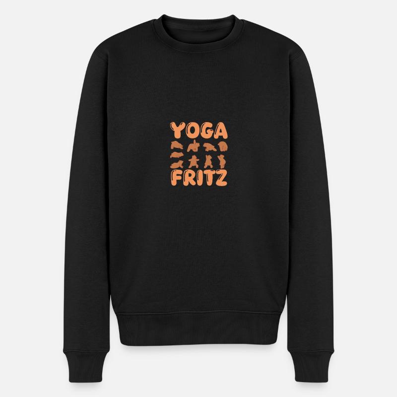 Katze Yoga Fritz - Männer Premium Bio Pullover - Schwarz
