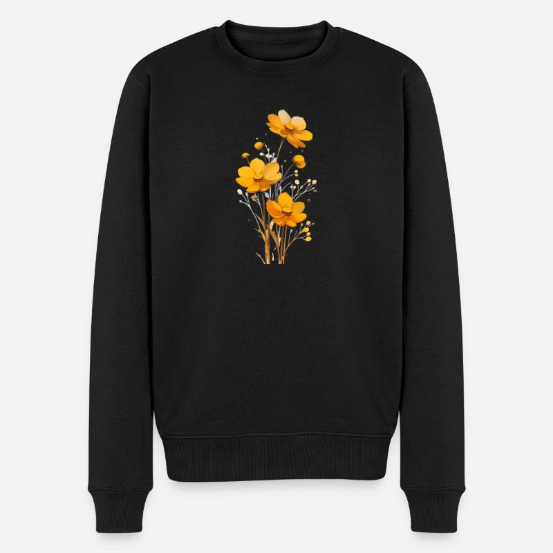 Blumen - Männer Premium Bio Pullover - Schwarz