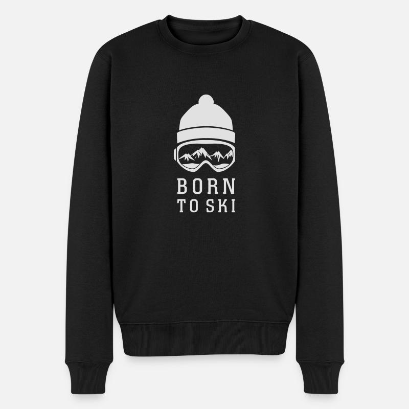 BORN TO SKI - Männer Premium Bio Pullover - Schwarz