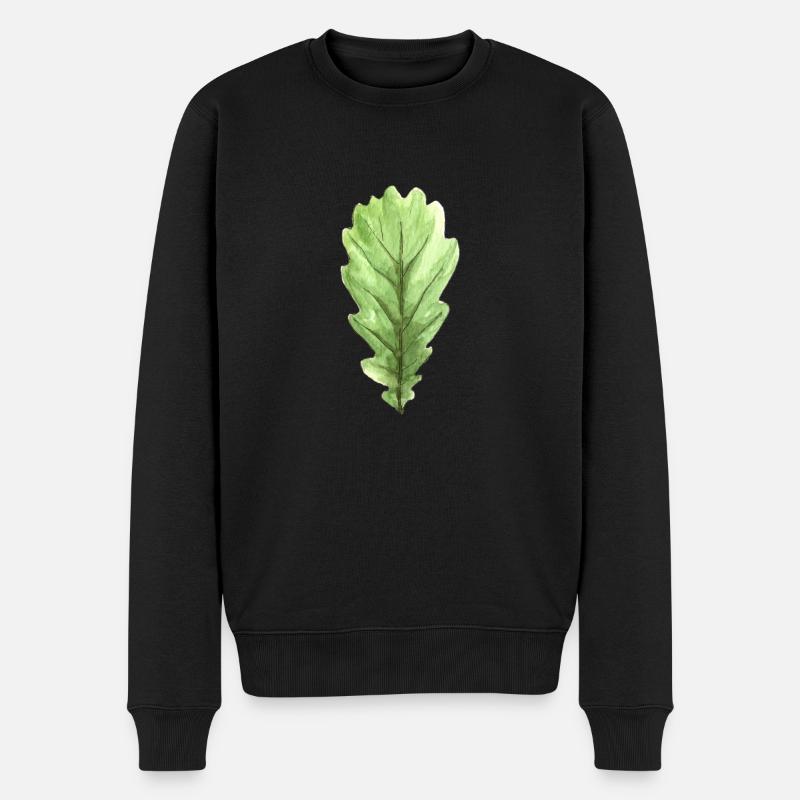 Blatt einer Eiche - Männer Premium Bio Pullover - Schwarz
