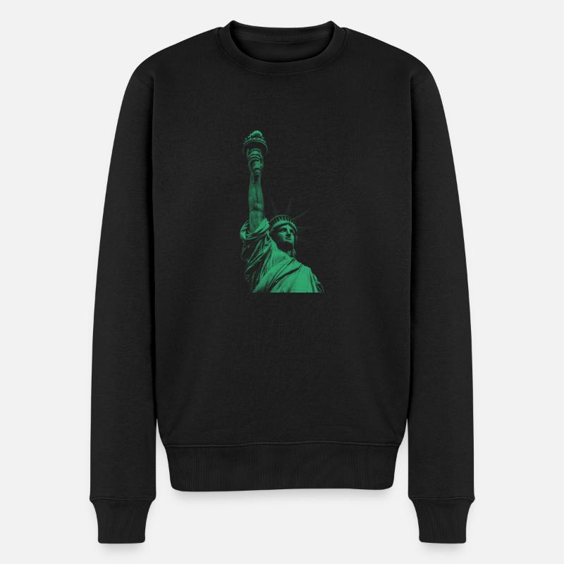 Freiheitsstatue - Männer Premium Bio Pullover - Schwarz