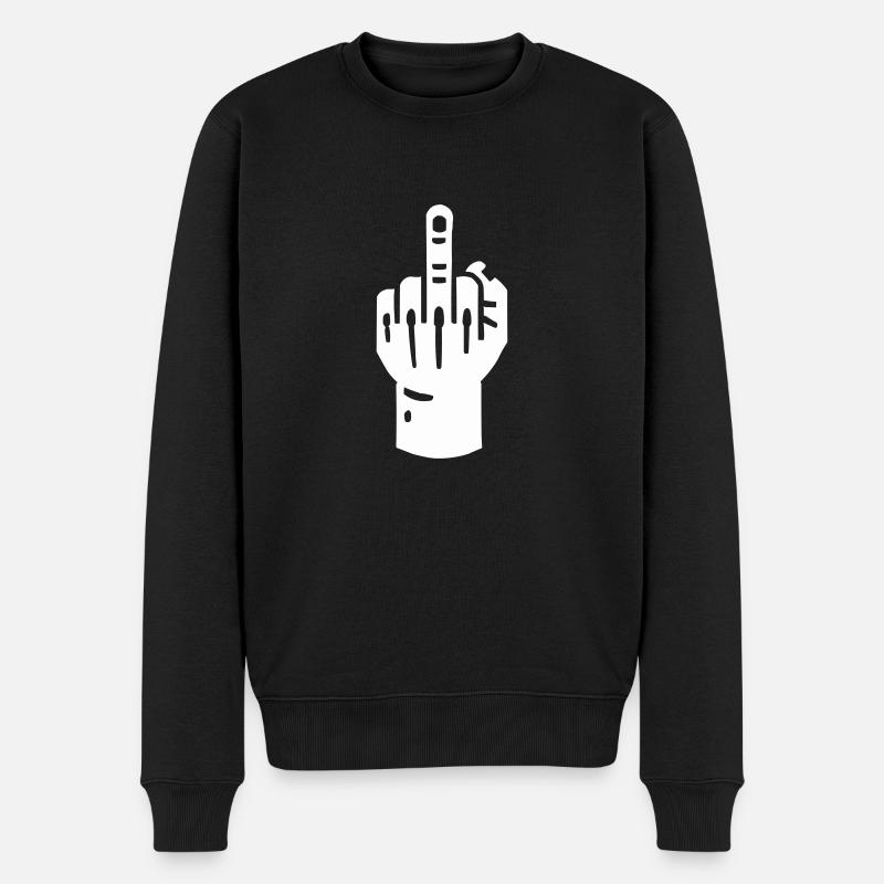 mittelfinger hand - Männer Premium Bio Pullover - Schwarz