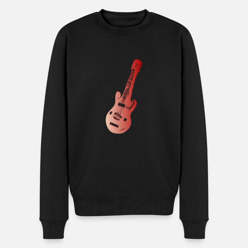 Rote E-Gitarre - Männer Premium Bio Pullover - Schwarz