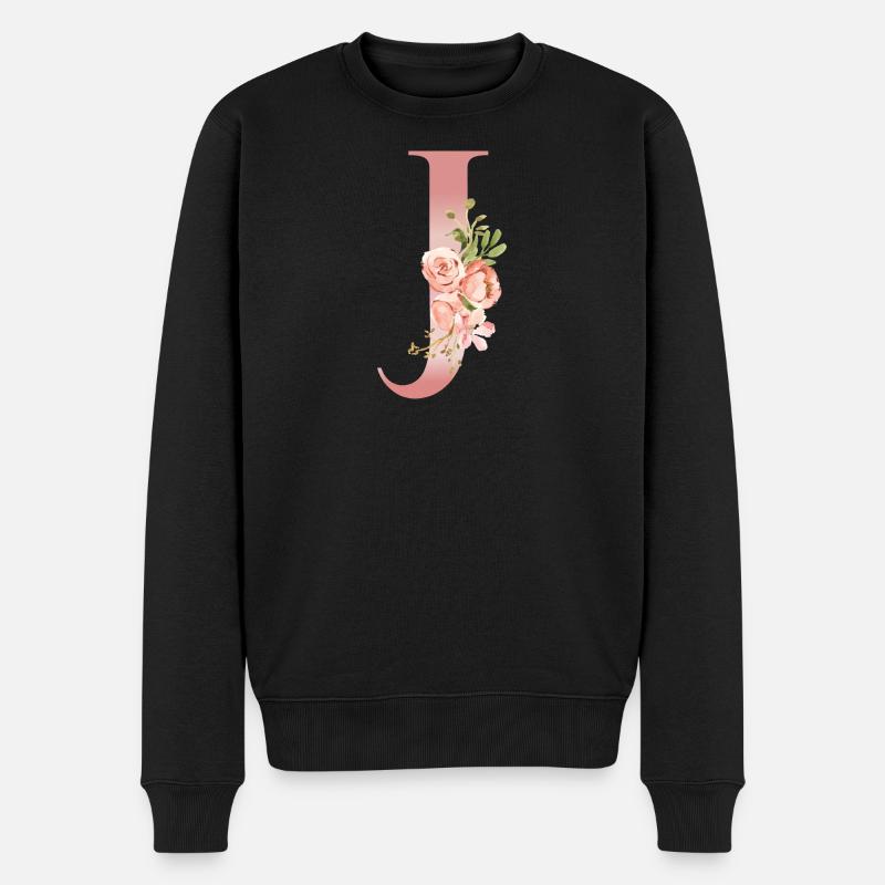 Monogramme J florale aquarelle - Pull Premium bio Homme - noir