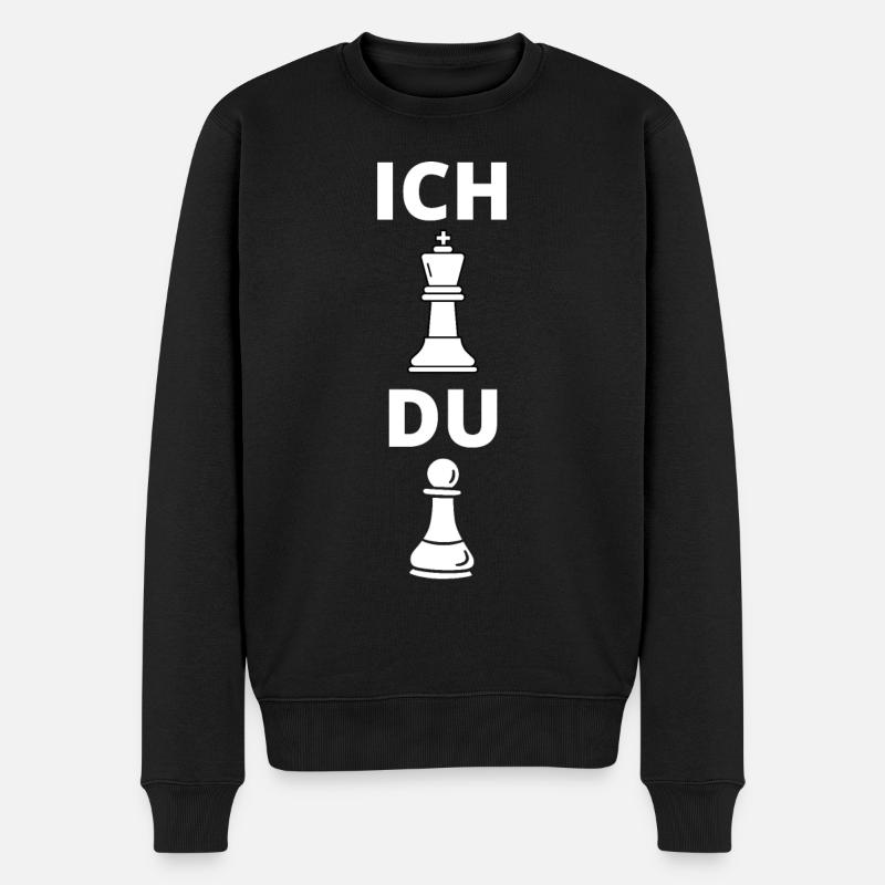Schach Spruch Shirt Geschenk Schachmatt Dame König - Männer Premium Bio Pullover - Schwarz