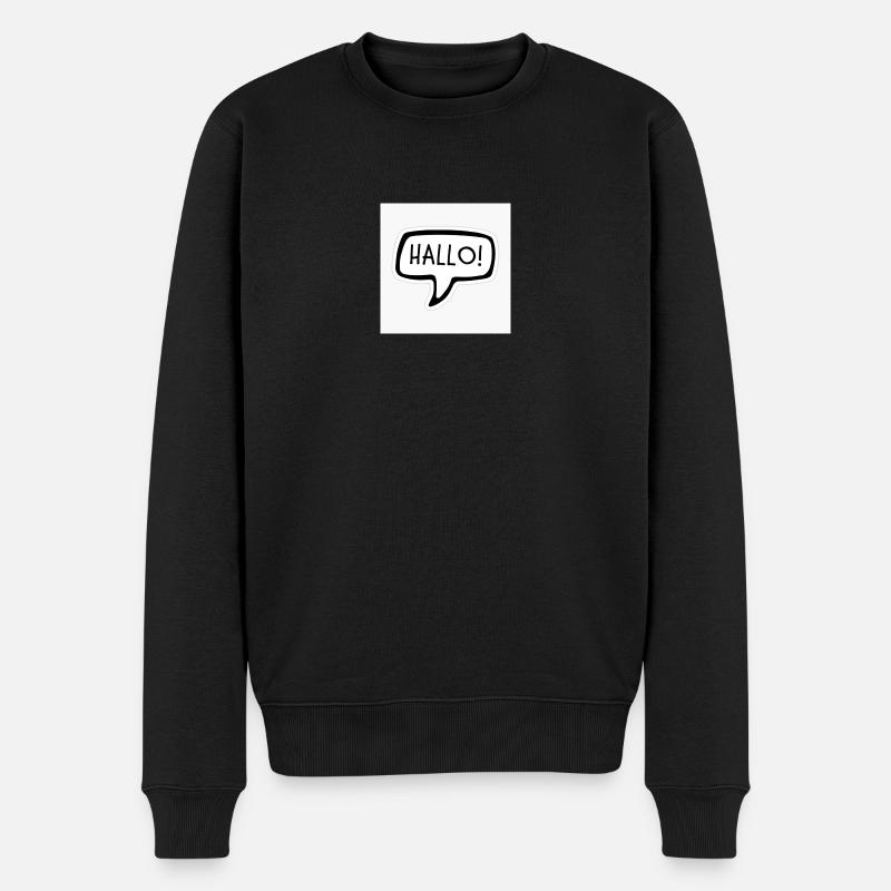 Hallo - Männer Premium Bio Pullover - Schwarz