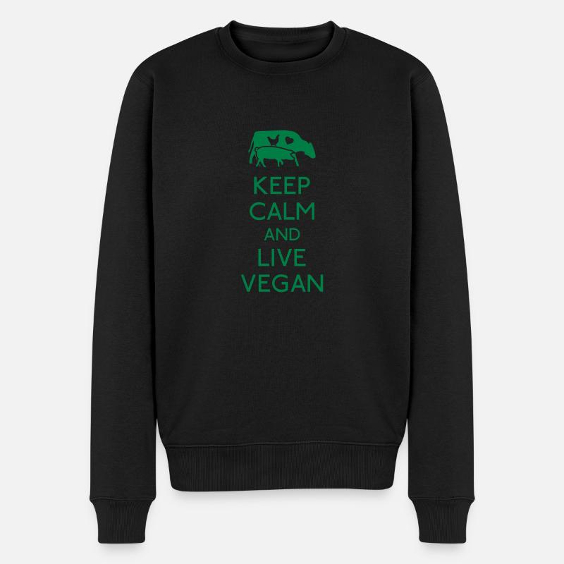 Keep Calm live vegan - Pull Premium bio Homme - noir