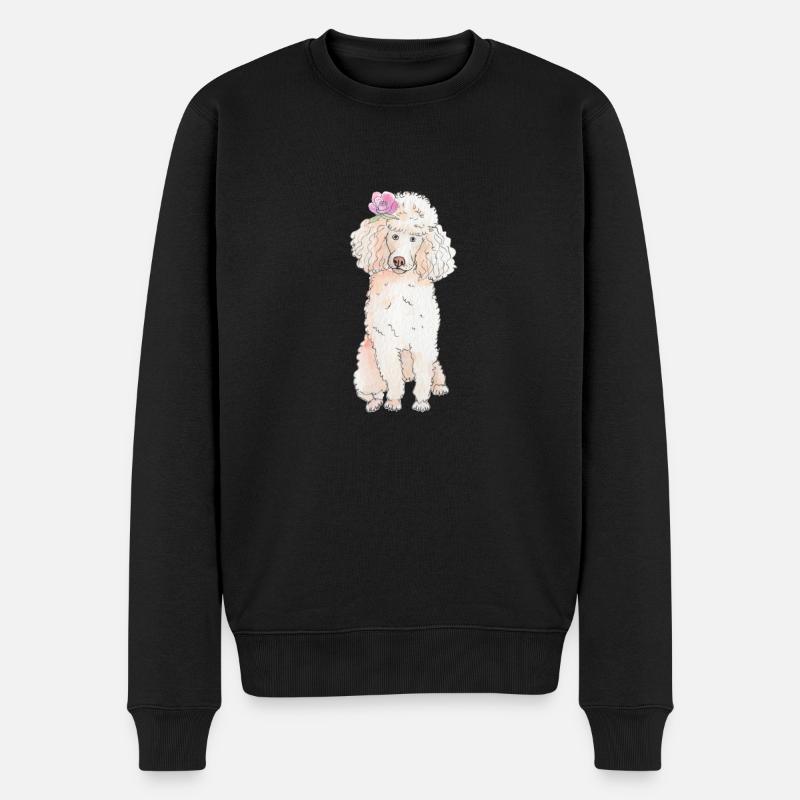Caniche à fleur - Pull Premium bio Homme - noir