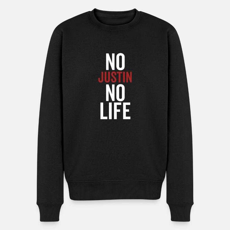 Nein Justin Kein Leben - Männer Premium Bio Pullover - Schwarz