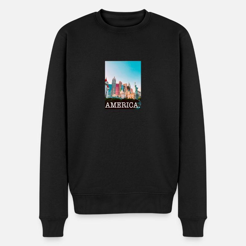 AMERICA - Männer Premium Bio Pullover - Schwarz