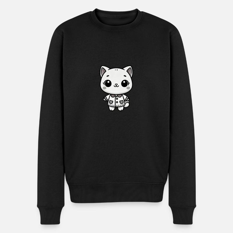 Adorable Kitty - Dressed to Charm - Männer Premium Bio Pullover - Schwarz