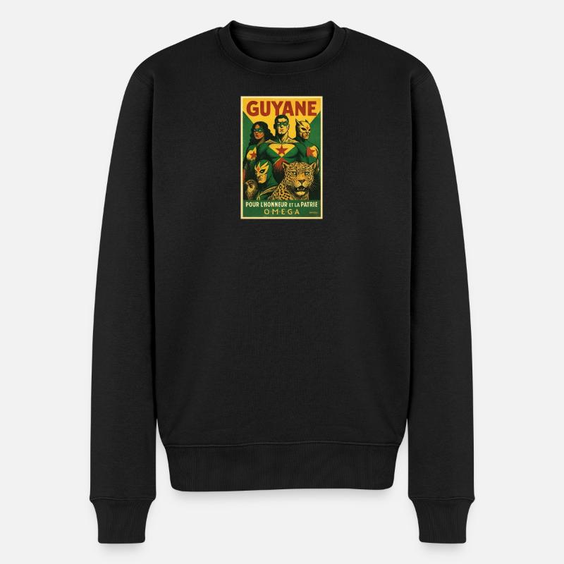 Vintage Guyana und Jaguar-Helden - Männer Premium Bio Pullover - Schwarz