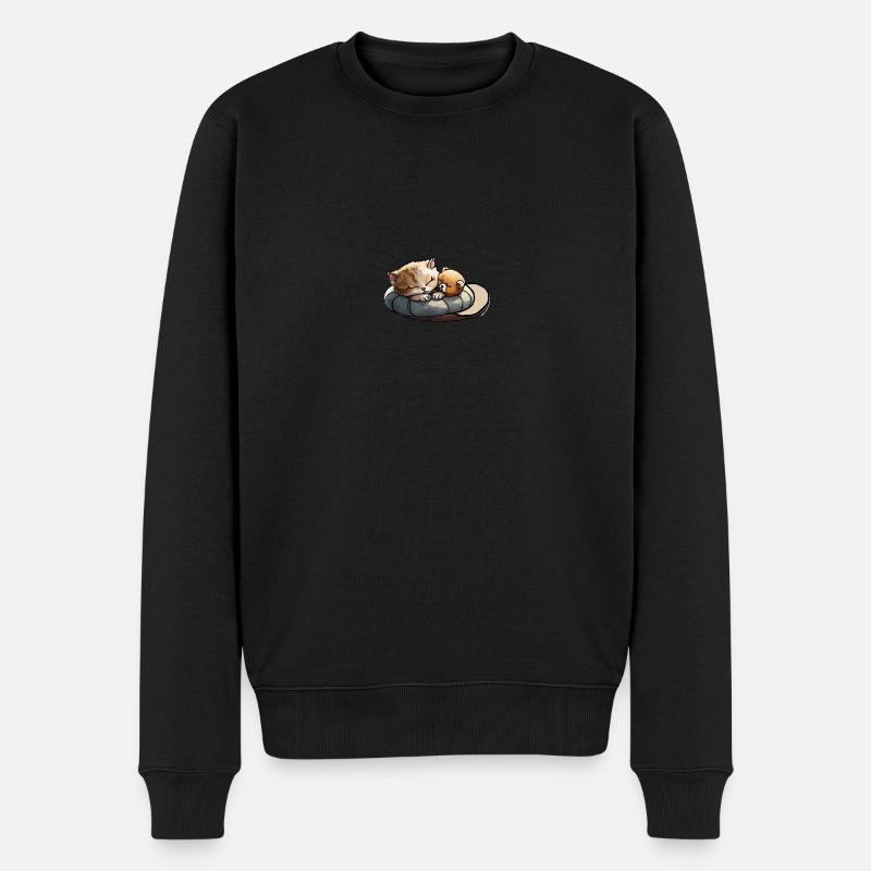 Sleepy Cat - Männer Premium Bio Pullover - Schwarz