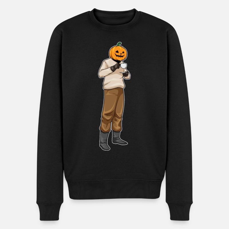 Jack O Lantern Halloween Kaffee - Männer Premium Bio Pullover - Schwarz