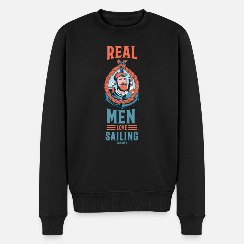 Real Men Love Sailing - Männer Premium Bio Pullover - Schwarz