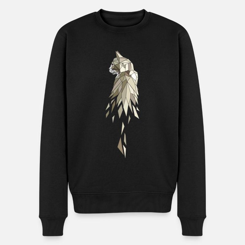 Polygone beige brun chat - Pull Premium bio Homme - noir