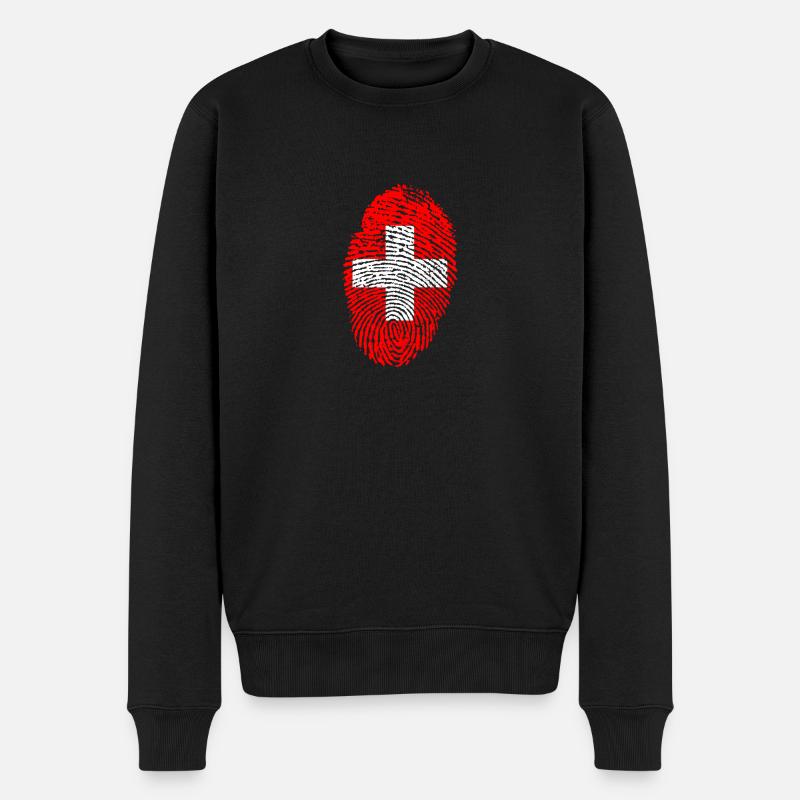 T-shirt imprimé "drapeau suisse" - Pull Premium bio Homme - noir