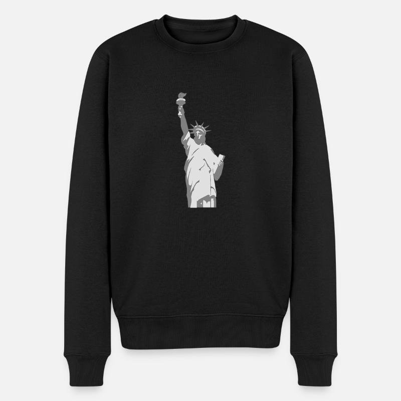 Freiheitsstatue - Männer Premium Bio Pullover - Schwarz
