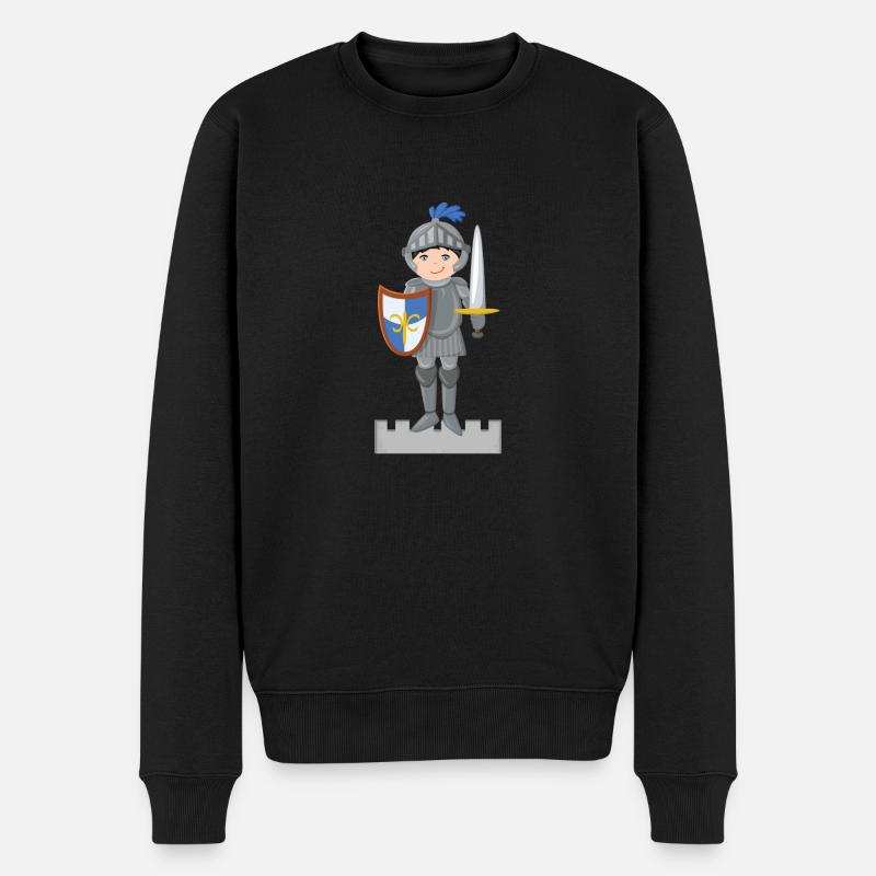 Ritter auf Burg - Männer Premium Bio Pullover - Schwarz