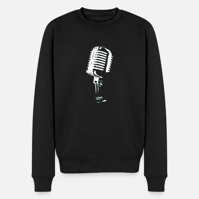 Mikrofon Schwarz-Weiß Musik - Männer Premium Bio Pullover - Schwarz