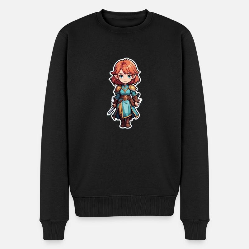 Dungeons & Dragon Female Warrior - Männer Premium Bio Pullover - Schwarz