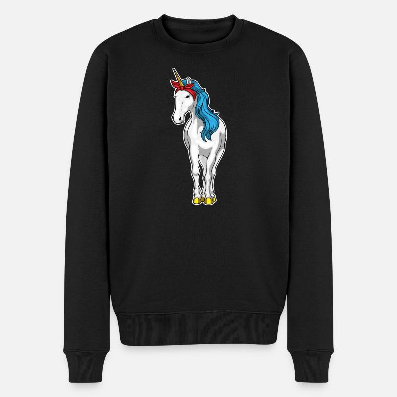 Einhorn Bandana - Männer Premium Bio Pullover - Schwarz