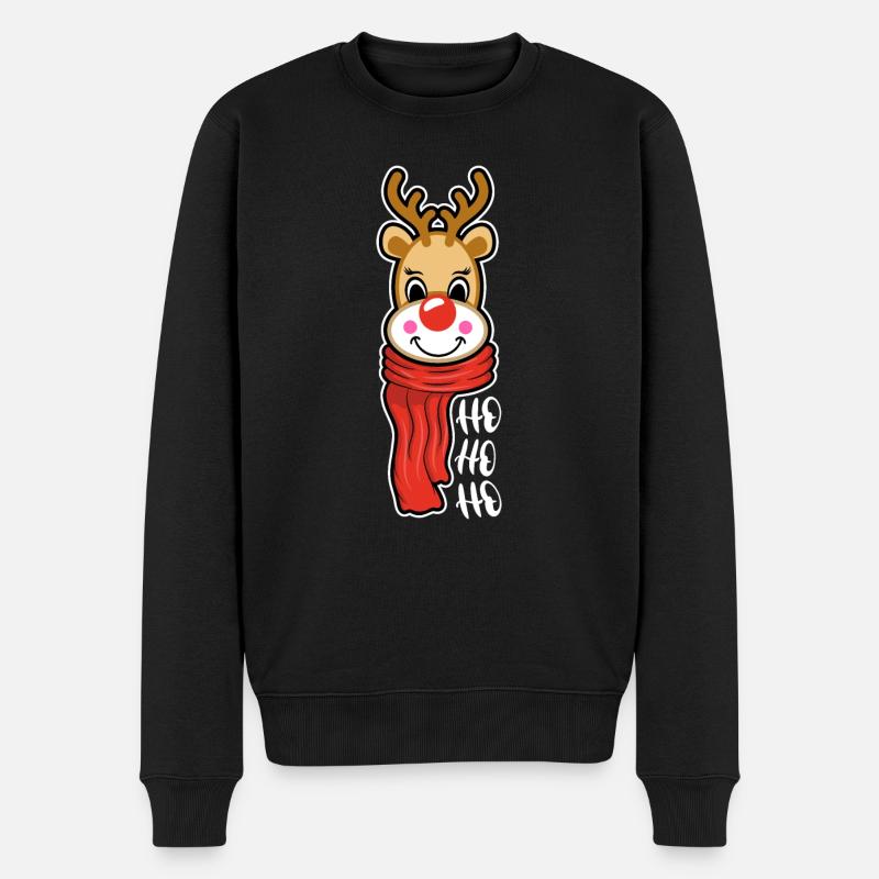 Niklaus Rentier - Männer Premium Bio Pullover - Schwarz