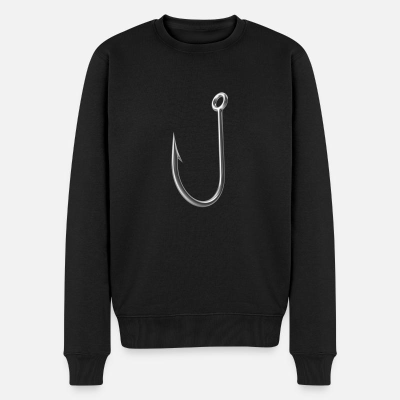 Angelhaken 3D - Fishing Hook - Männer Premium Bio Pullover - Schwarz