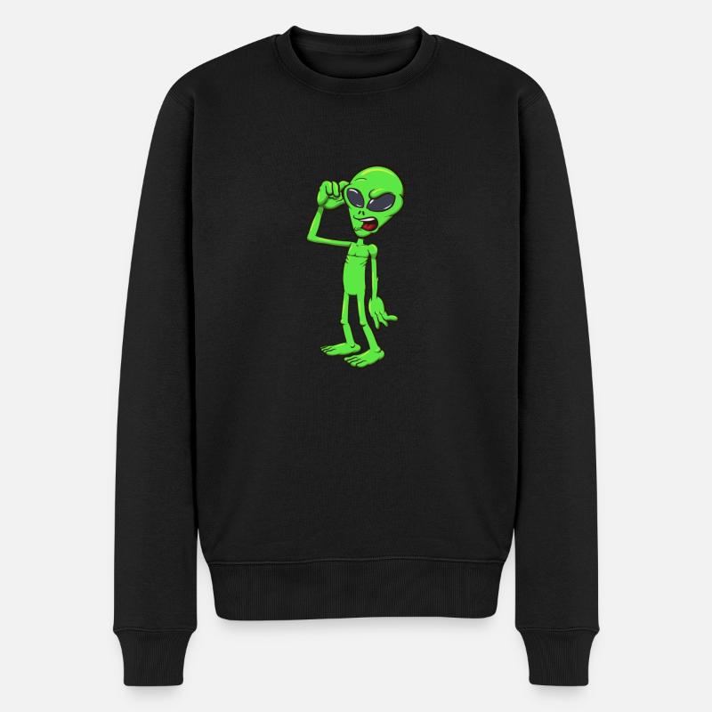 Verwirrter Außerirdischer - Männer Premium Bio Pullover - Schwarz