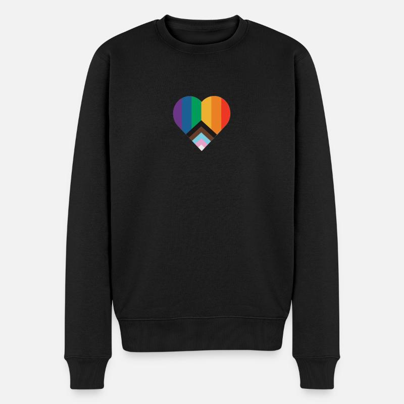 Regenbogen Herz - Männer Premium Bio Pullover - Schwarz