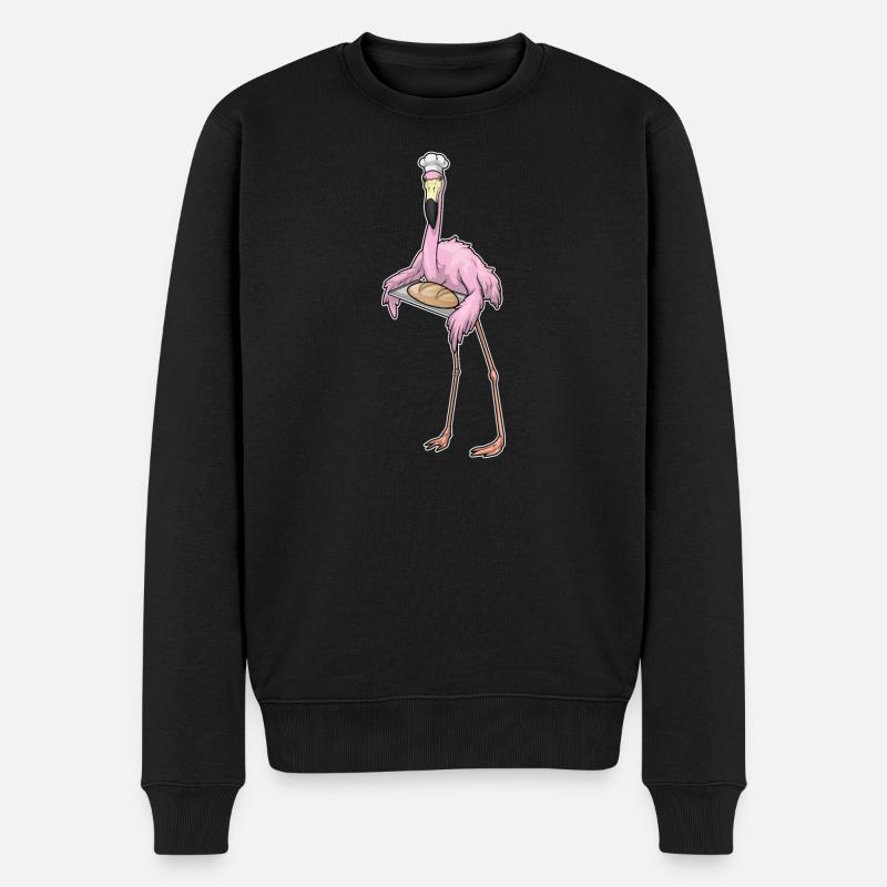 Flamingo Bäcker Brot - Männer Premium Bio Pullover - Schwarz
