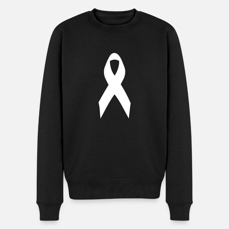 weiße Schleife - Frieden - Männer Premium Bio Pullover - Schwarz