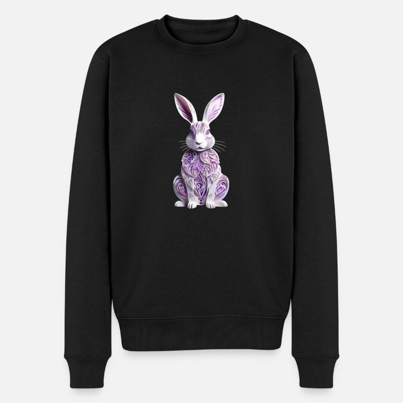 Hase - Osterhase im Scherenschnitt - Männer Premium Bio Pullover - Schwarz