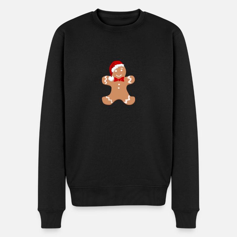 Festlicher Lebkuchenmann - Männer Premium Bio Pullover - Schwarz