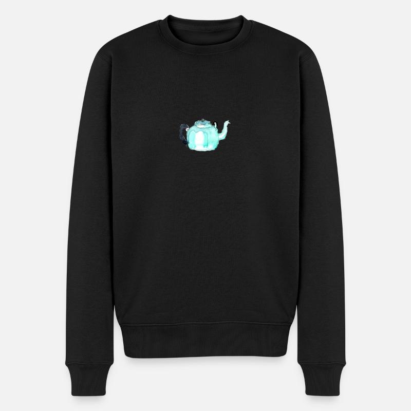 Süße Teekannen Zeichnung - Männer Premium Bio Pullover - Schwarz