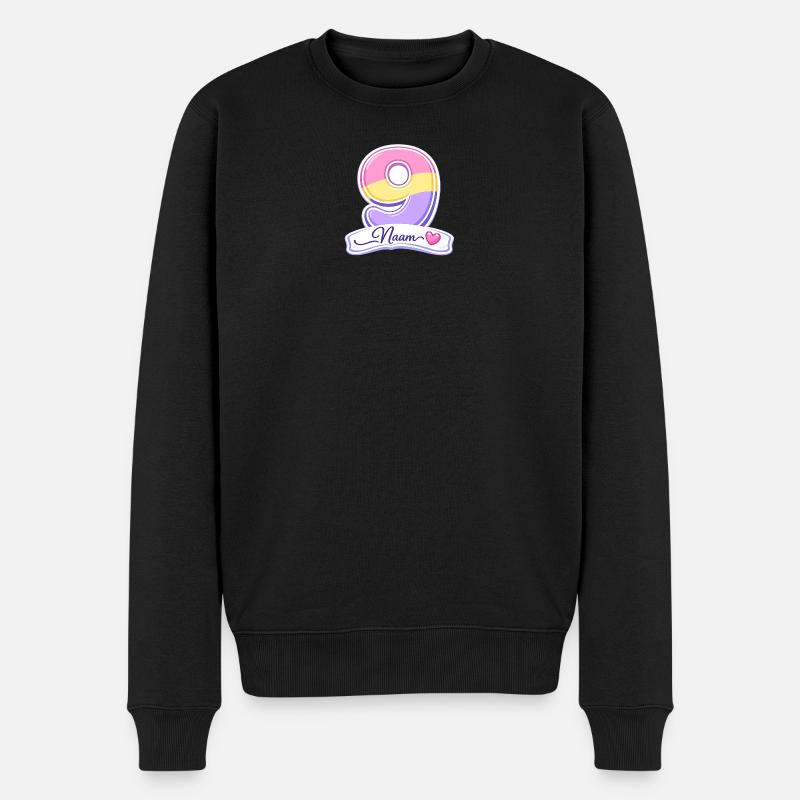 Geburtstags-9-Pastel anpassbar - Männer Premium Bio Pullover - Schwarz