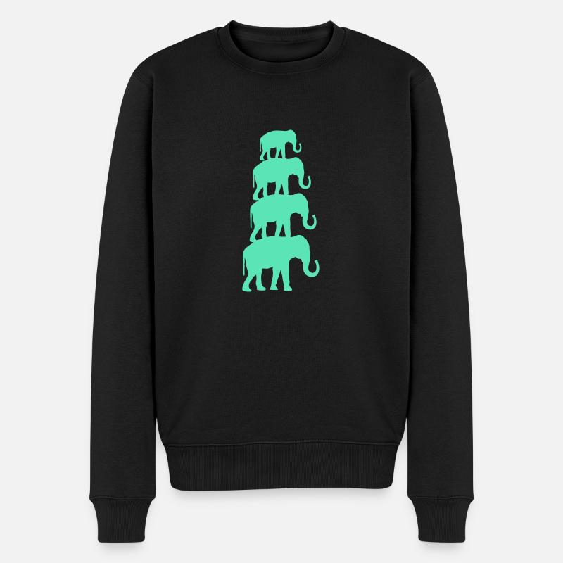 elefanten 01 - Männer Premium Bio Pullover - Schwarz