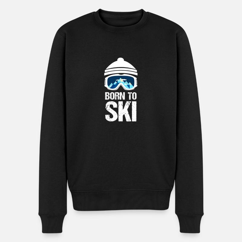 BORN TO SKI Winter Wintersport Geschenkidee - Männer Premium Bio Pullover - Schwarz