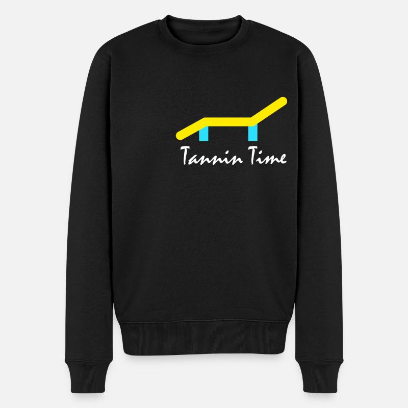 Tanning Time mit Sonnenliege - Männer Premium Bio Pullover - Schwarz